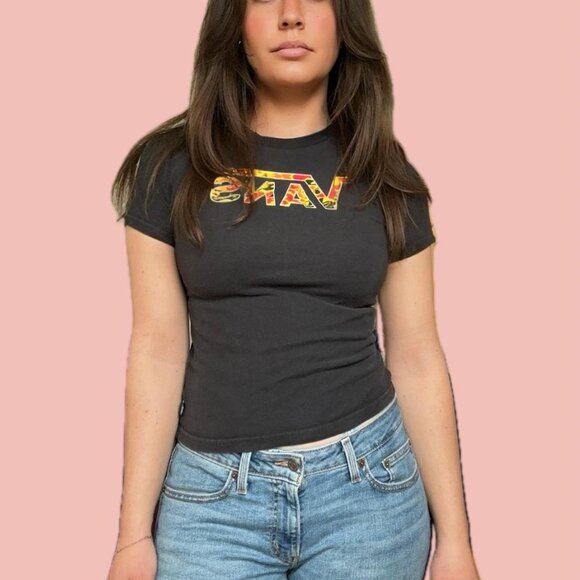 Vans Flame Logo Tee – Black Fitted T-Shirt - Picture 1 of 8